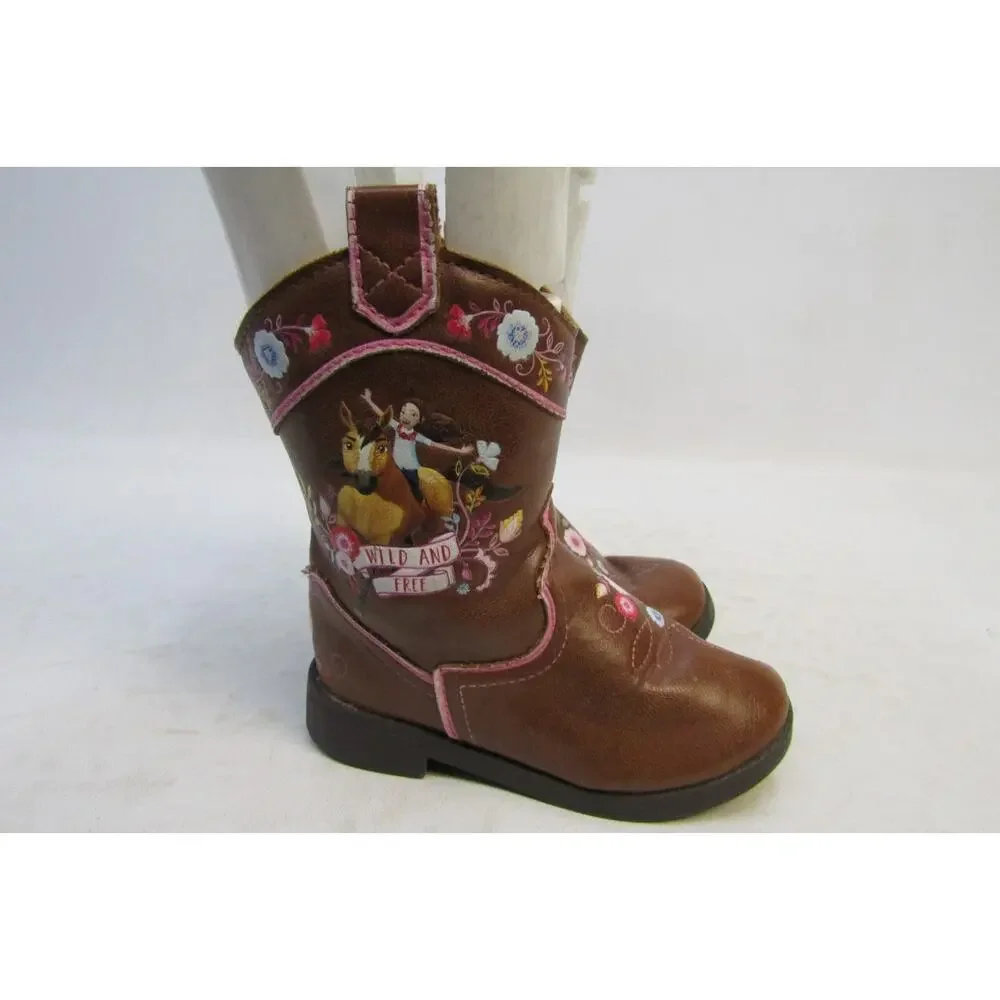 Spirit Dreamworks Wild and Free Toddler Size 7 Brown Zip Cowboy Boots